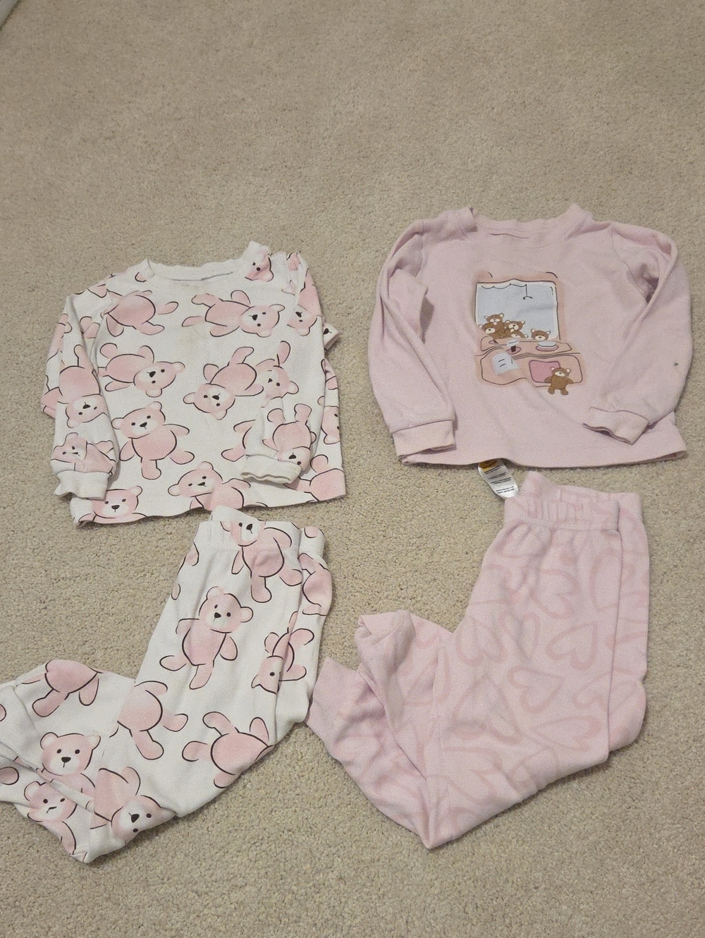 Pekkle 2T Girls Teddy Bear Priny Pajamas